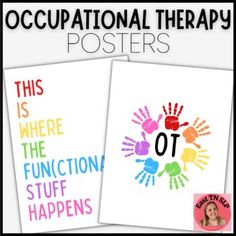 These occupational therapy decor posters are perfect for decorating your bright, rainbow occupational therapy room! These cute decor posters will motivate you and your students! Upgrade ANY occupational therapy room to provide your students with bright colors to increase energy and motivation. Either print your posters and add a frame or put them directly on your wall! ***If you have any questions, I'm happy to help! You can leave questions on TpT or send me an email at emmalaugherty@gmail.com.H Small Occupational Therapy Room Ideas, Occupational Therapy Classroom Decor, Occupational Therapy School Room, Occupational Therapy Posters Ideas, School Occupational Therapy Room Decor, Occupational Therapy Room Decor, Occupational Therapy Posters, Occupational Therapy Room, What Is Occupational Therapy Poster