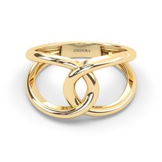 two gold rings with intertwined in the middle