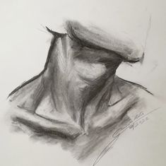 a pencil drawing of a man's head and shoulders, with his eyes closed