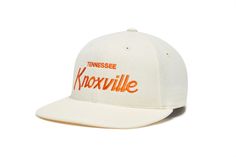 DOMED CROWN TOP FLAT BILL 100% MERINO WOOL COLOR : WHITE / ORANGE White Wool Casual Hat, White Flat Brim Wool Hat, White Wool Flat Brim Hat, White Wool Hat With Flat Brim, Classic White Wool Hat, Hood Hat, Flat Bill Hats, Knoxville Tennessee, Tennessee