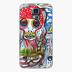 a cell phone case with a painting of a skull on the front and bottom cover