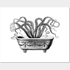 an octopus in a bathtub with tentacles