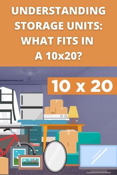 a poster with the words, understanding storage units what fits in a 10x20