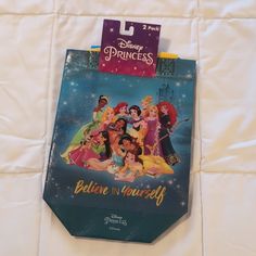 there is a bag with princesses on it