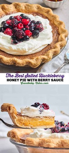 two pies with fresh fruit on top and the same pie crust in each one