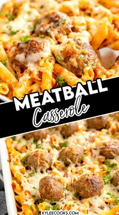 this meatball casserole is loaded with pasta and cheese