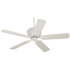 a white ceiling fan with four blades