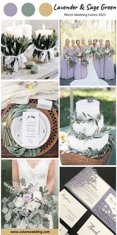 the wedding color scheme is lavender and sage green