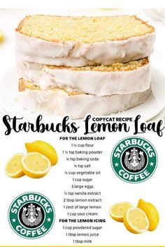 starbucks lemon loaf recipe on a white plate