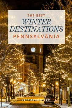 Explore Pennsylvania's top winter destinations! From picturesque small towns and snowy mountain escapes to scenic parks and festive holiday events, discover the best spots for winter activities. Whether you’re into skiing, ice festivals, or cozy getaways, Pennsylvania has something for everyone this season
​#WinterDestinations #Pennsylvania
​#VisitPA #WinterGetaway #SnowyEscapes #PAAdventures #TravelPennsylvania #WinterWonderland #SmallTownCharm #SkiPA 
​#ExplorePA Poconos Pennsylvania, Winter City Break, Best Winter Destinations, Winter Getaways, Pennsylvania Travel, East Coast Travel, Pocono Mountains, Ski Vacation, Winter Destinations