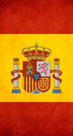 the flag of spain is shown in red, yellow and orange colors with gold trimmings