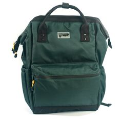 A pleasing shade of hunter green. Our laptop backpack is everything you need for work, school, travel or adventure! Spacious, tons of organizational pockets and of course our unique and eye catching prints! -Measures approximately 16" tall x 11" wide x 8.5" deep -weighs 1lb 4oz. with a 21.4 liter / 32 lb capacity -Large frame style open main compartment with a roomy padded laptop pocket, zipper pocket, 2 elastic organizational pockets, and 2 pen pockets. -The laptop pocket measures 11" wide x 14 Green Travel Bag With Multiple Pockets, Green Rectangular Backpack With Large Capacity, Green Backpack With Multiple Pockets For Everyday Use, Green Rectangular Backpack For Back To School, Back To School Green Rectangular Backpack, Green Large Capacity Backpack For Everyday Use, Large Capacity Green Backpack For Outdoor, Large Capacity Green Backpack For Everyday Use, Functional Green Backpack With Multiple Pockets