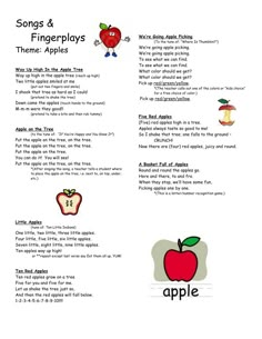 an apple song is shown with the words and pictures below it, which are in different languages