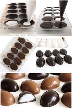 chocolates are being made in the shape of eggs