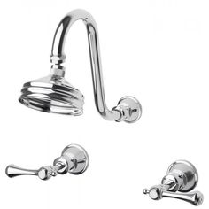 an image of a chrome faucet and shower head