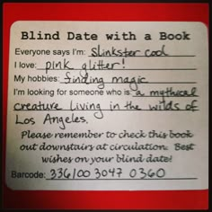 a red and white sign that says blind date with a book on it's back