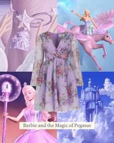 barbie and the magic of pegasus collaged with images of princesses