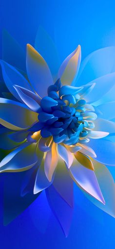 a blue and yellow flower on a blue background