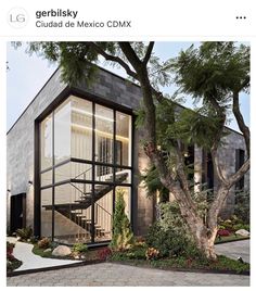 an image of a house that is in the middle of a yard with trees and plants