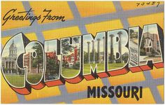 an old postcard with the word columbia in it's center and images of buildings