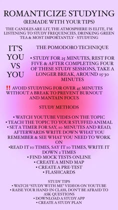 a pink poster with the words romanticize studying in it's center and an image of