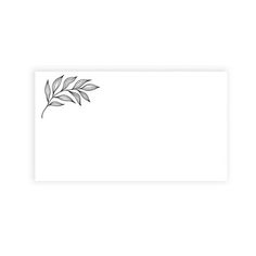 a black and white drawing of a leaf on a blank card with space for text