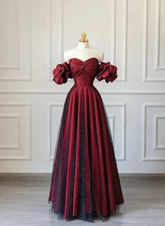 Wine Red Off Shoulder Long Formal Dress, Sweetheart Wine Red Formal Dr – BeautyDressy Red A-line Evening Dress, Red A-line Evening Dress For Prom Season, Burgundy A-line Evening Dress For Prom, Red A-line Party Dress, Red A-line Dress For Prom Season, Red A-line Dress For Party, Red Fitted Ball Gown Evening Dress, Red Fitted A-line Gown, Red Fitted Ball Gown