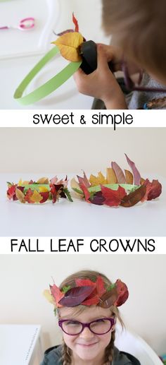 Kids Leaf Art, Nature Crafts For Kids, Bring Nature Indoors, Leaf Crown, Imaginary Play, Fall Preschool