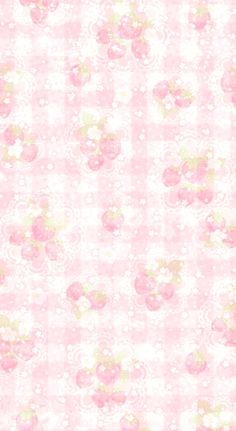 a pink and white wallpaper with flowers on it