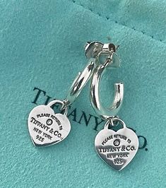 ad eBay - Auth Return Tiffany & Co. Sterling Silver Diamond 10m Heart Dangle Hoop Earrings - Buy Now, click the link (eBay) Birthday Things, Tiffany Earrings, Dangle Hoop Earrings, Fine Earrings, Fine Jewellery Earrings, Silver Diamonds, Christmas List, Tiffany & Co., Jewelry Watches