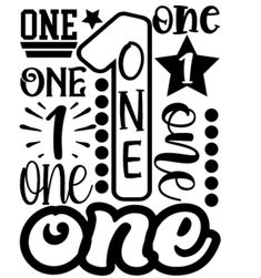 the word one in one with stars and an arrow is shown on a white background