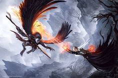 Devils Perch by Takeda11 on DeviantArt Strix Pathfinder, Griffin Rider, Spell Art, Magic Fantasy Art, Fantasy Worlds, Magic World, Film Art, Deviant Art