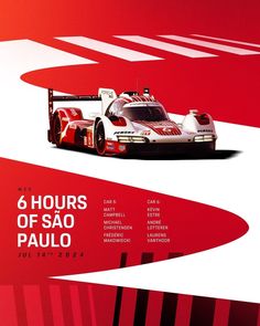 an advertisement for a race car with the number six hours of sao paulo on it