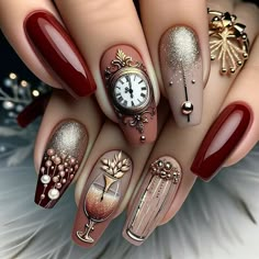 Nails Medium Coffin, New Year Nails, Winter Nail Designs, New Year's Nails, Fabulous Nails, Dream Nails, Fancy Nails, Nail It