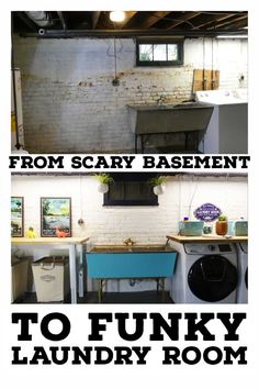 the laundry room is clean and ready to be used as a basement space for an apartment