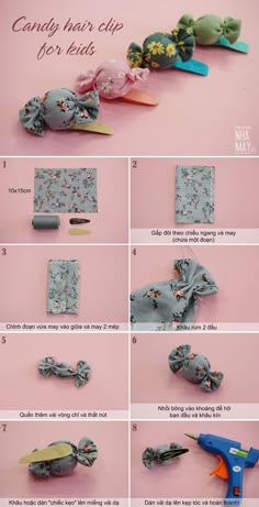 the instructions for how to make an origami bird with hair clips and scissors