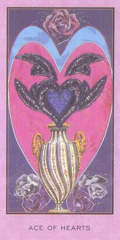 the cover of ace of hearts, with an image of a vase in the shape of a heart