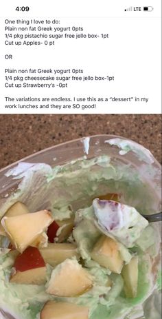 a bowl filled with food on top of a counter next to an email message that reads,