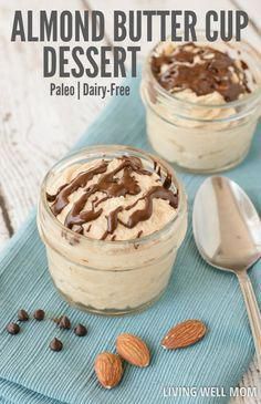 almond butter cup dessert in two jars with spoons