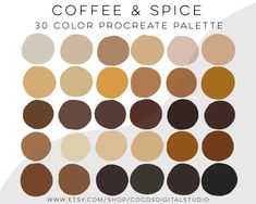 the coffee shop color scheme is shown in various colors and sizes, including red, brown,