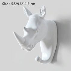 Decorative Animal Head Wall Hook - Starhauz.com White Rhinoceros, Animal Hooks, Animal Head Wall, Tweezers Eyebrows, Heart Canvas, Wall Key Holder, Animal Head, Coat Rack Wall, Decorative Hooks