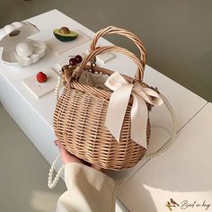 Bird in Bag - Rattan basket basket seaside beach vacation rattan lace fashion handbag crossbody bag Rattan Basket Bag, Planter Basket, Spring Work Outfits, Seaside Beach, Rattan Bag, Details Pictures, Street Trends, Rattan Basket, Hanging Planter