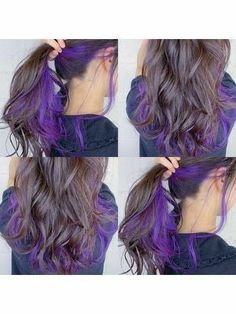 Purple Hair Streaks, Hidden Hair Color, Hair Color Underneath, Purple Highlights, Hair Streaks, Hair Color Purple, Blonde Hair With Highlights