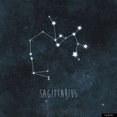 the zodiac sign sagittarius is shown in the sky with stars around it