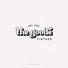 Premade modern Logo, retro hippie script logo Design, statement Logo, bubble vintage font, Blogge... Gender Neutral Logo Design, Thrift Logo Design, Plant Store Logo, Logo Designs Ideas, Name Brand Logos, Vintage Brand Logo, Preppy Logo Design, Thrift Shop Logo, Bubbly Typography