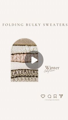 an ad for the winter clothing line, featuring sweaters and scarves in different colors