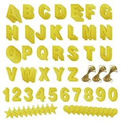 the letters and numbers are made out of yellow plastic material, which is very similar to those