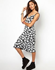 Your Eyes Lie Brush Stroke Print Midi Dress High Low Dress, Halter Dress