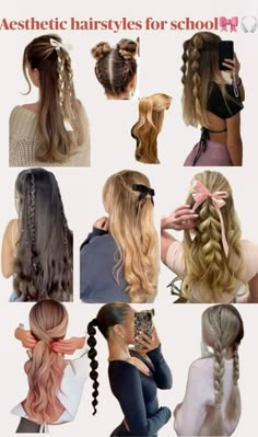 First Day Off School Hair Styles, Cute Hair For The First Day Of School, Hair Inspo First Day Of School, Back To School Cute Hairstyles, Hair Ideas For College, Easy Hair Styles For School Pictures, Fifth Grade Hairstyles, School Hairstyles Long Curly Hair, Hairstyle Ideas For Back To School