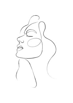 a line drawing of a woman's face with eyes closed and her head tilted back